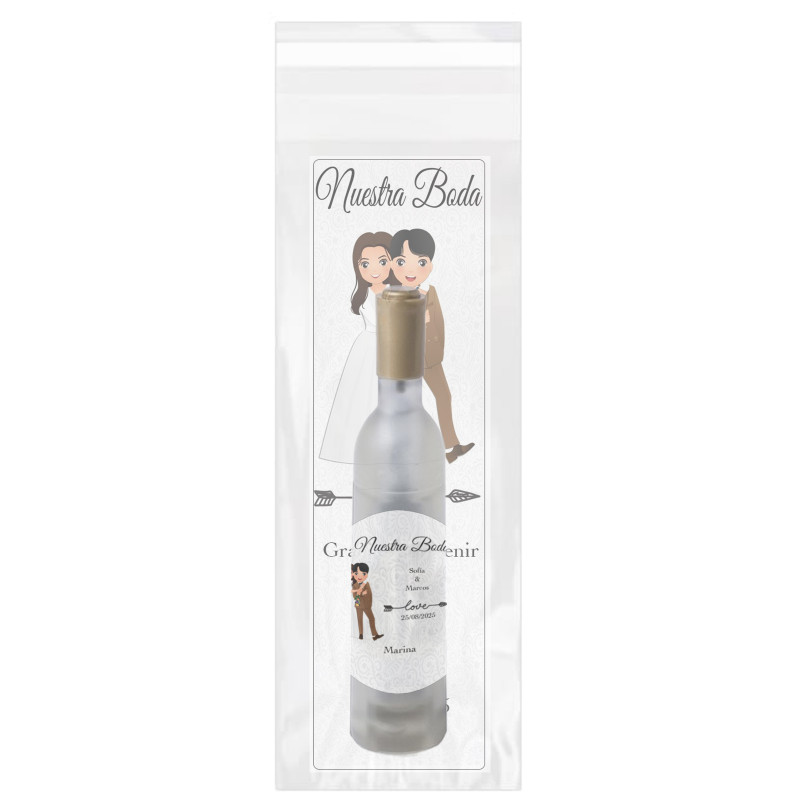 Abridor sacacorchos en forma de botella de vino con marcapáginas y adhesivo de bodas personalizado