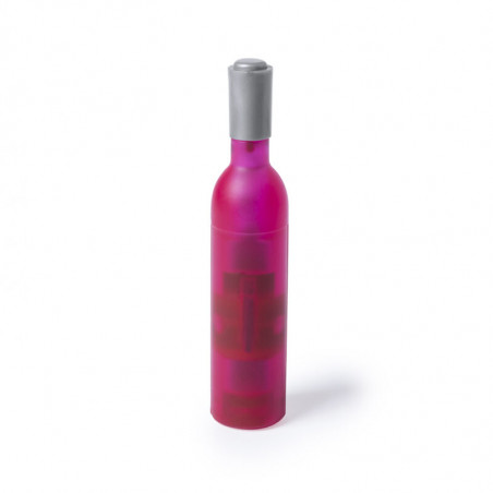Sacacorchos botella rosa con marcapáginas y adhesivo de comunión niña