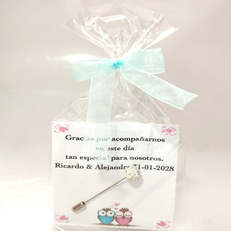 Pack de 40 alfileres de novias con tarjeta personalizable