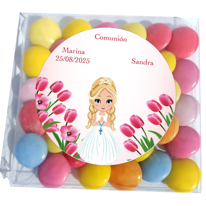 Lacasitos en estuche de presentación para comunión personalizado