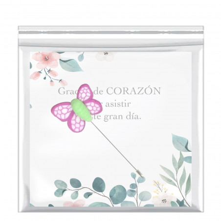 Alfiler personalizado con tarjeta y en forma de mariposa