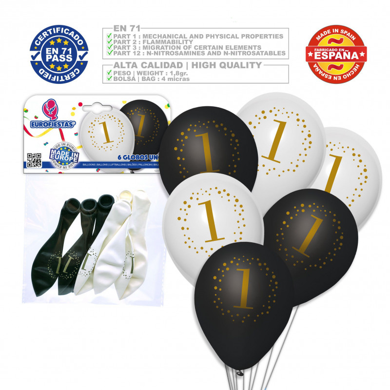 Globos impreso 1 blanco negro