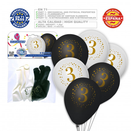 Globos impreso 3 blanco negro