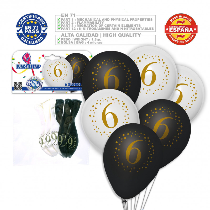 Globos impreso 6 blanco negro