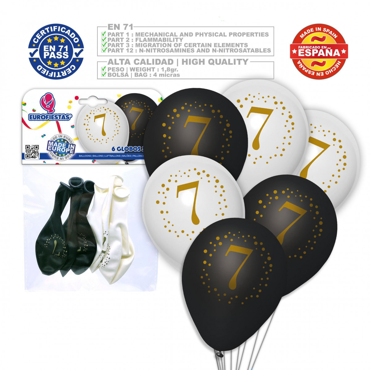 Globos impreso 7 blanco negro