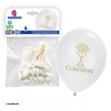 Globos impresos blancos comunion caliz jhs