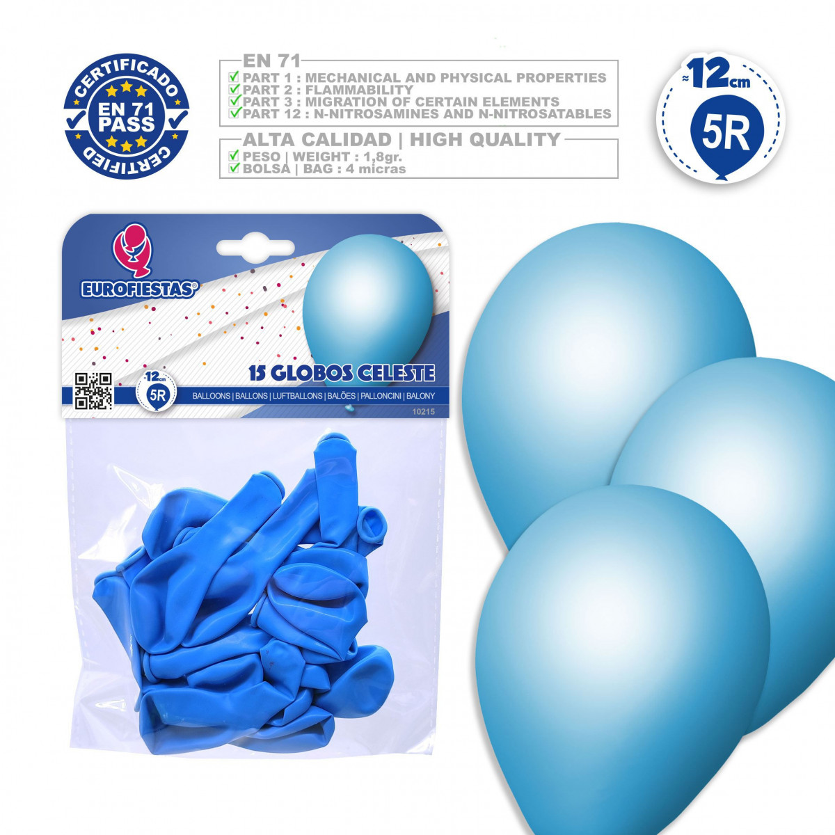 Globos 5r 15 azul celeste