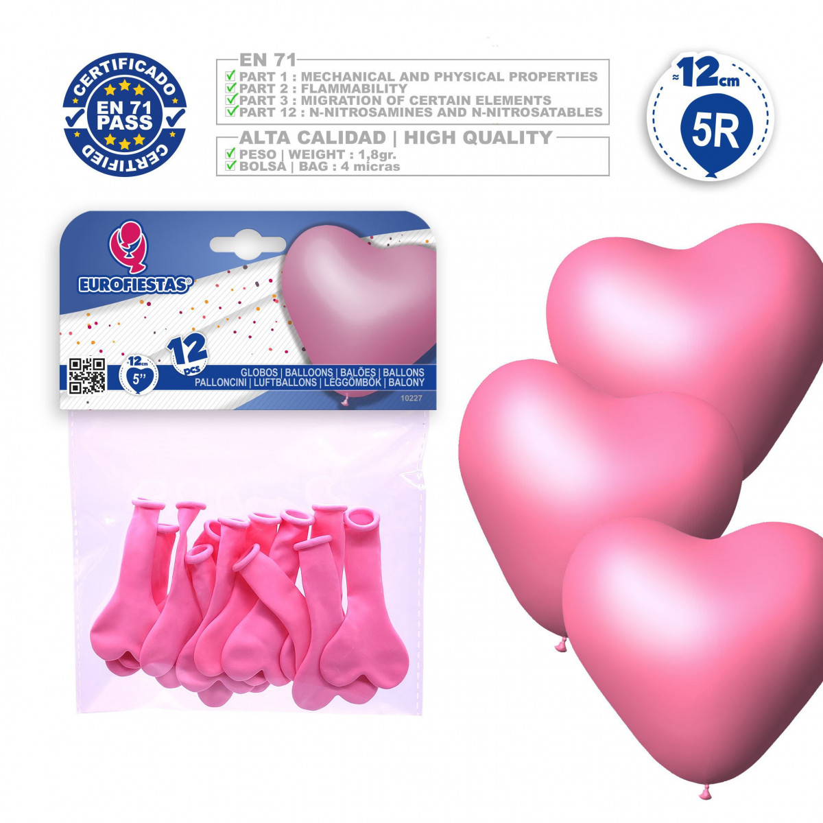 Globos 5r 12 corazón rosa