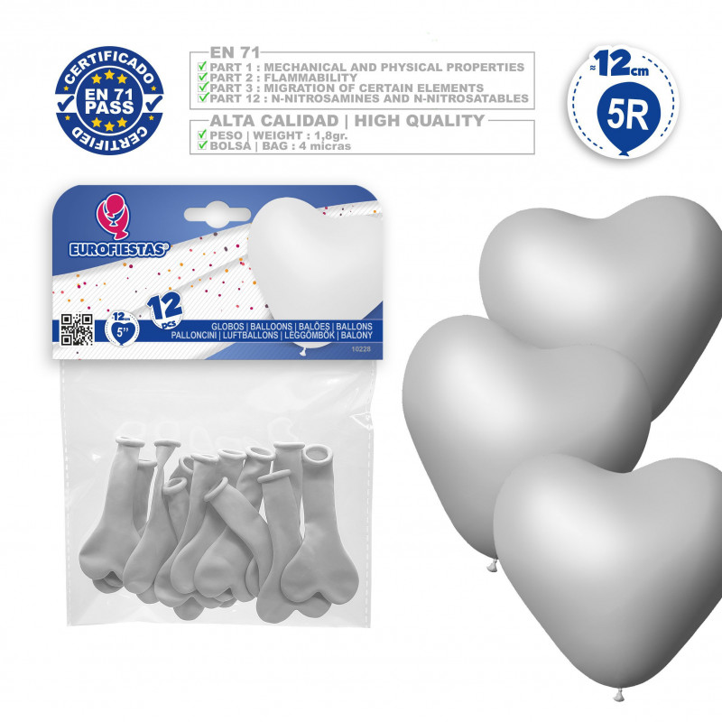 Globos 5r 12 corazon blanco