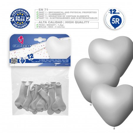 Globos 5r 12 corazon blanco