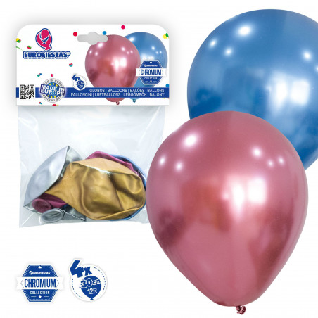 Globos 12r chrome 4 colores surtidos