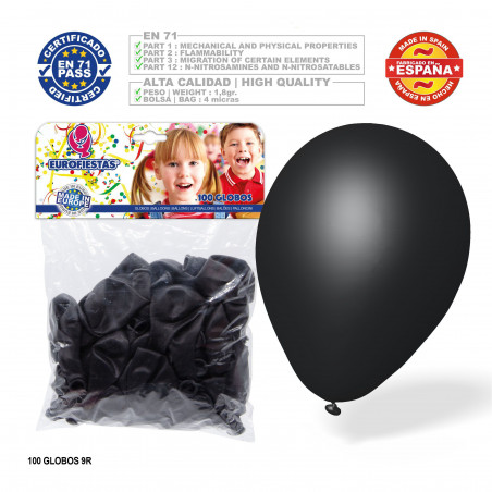 Globos negro 100u