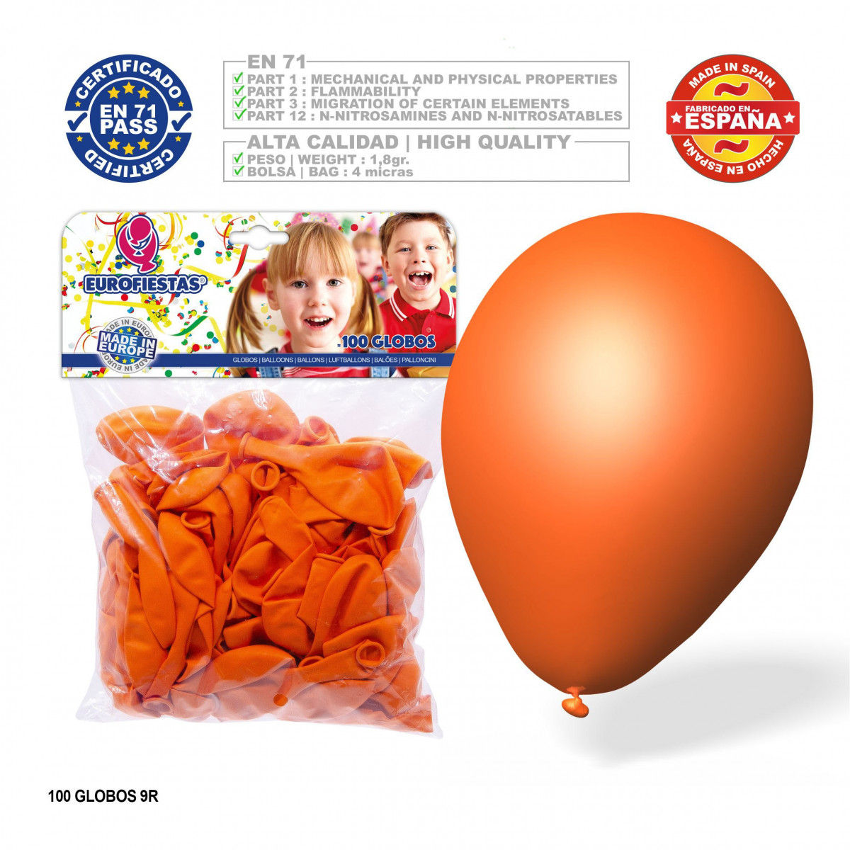Globos naranja 100u