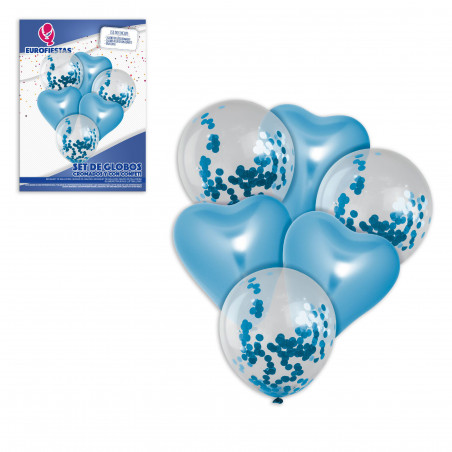Set globos cromo corazon azul