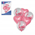Set globos cromo corazon rosa