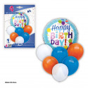 Set globos happy birthday azul naranj