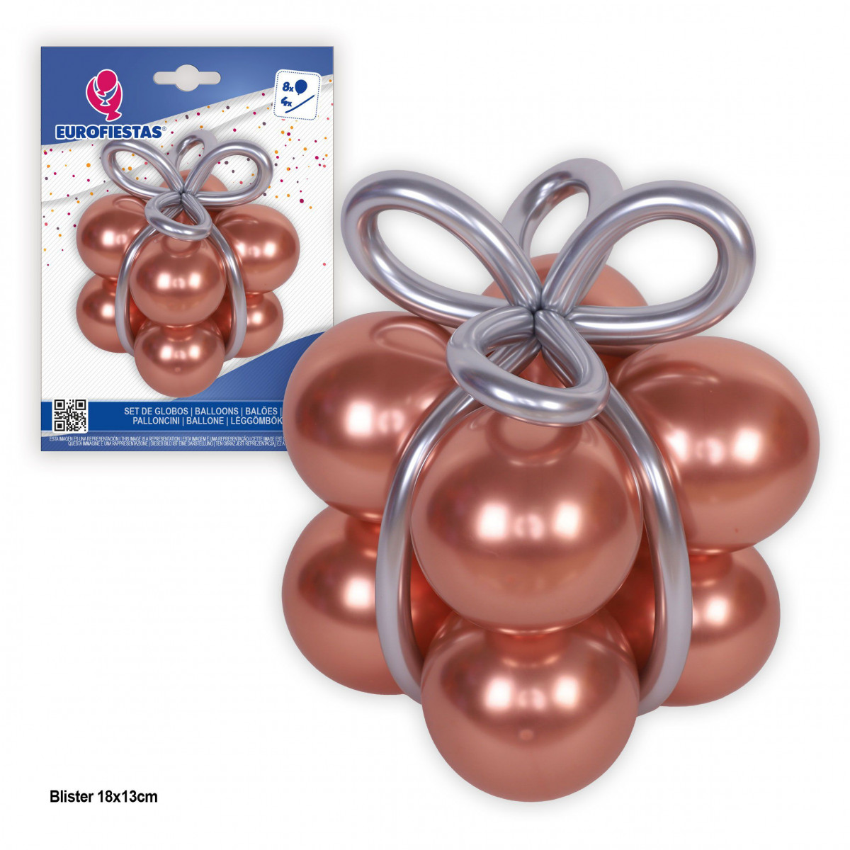 Globos forma oro rosa lazo plata