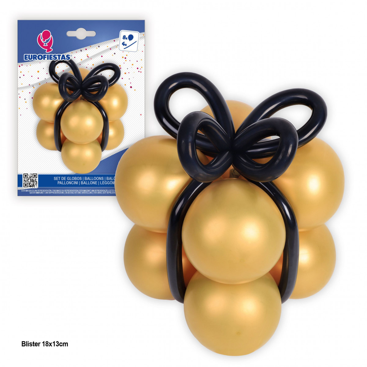Globos forma oro lazo negro