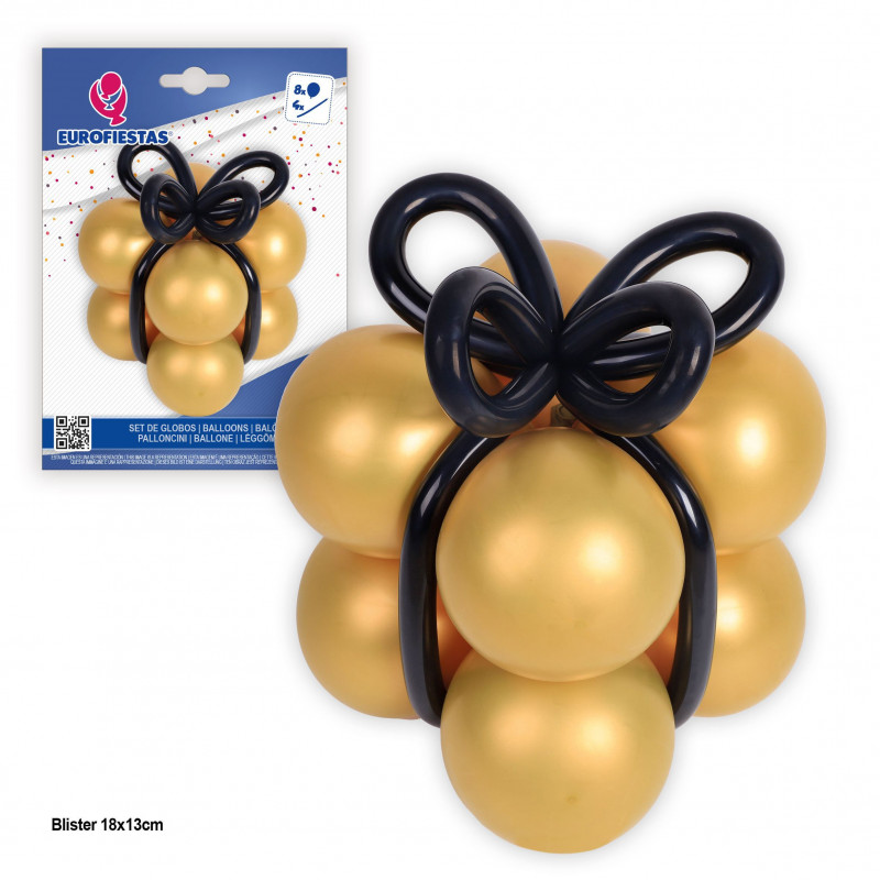 Globos forma oro lazo negro
