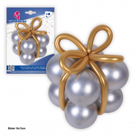 Globos forma plata lazo oro