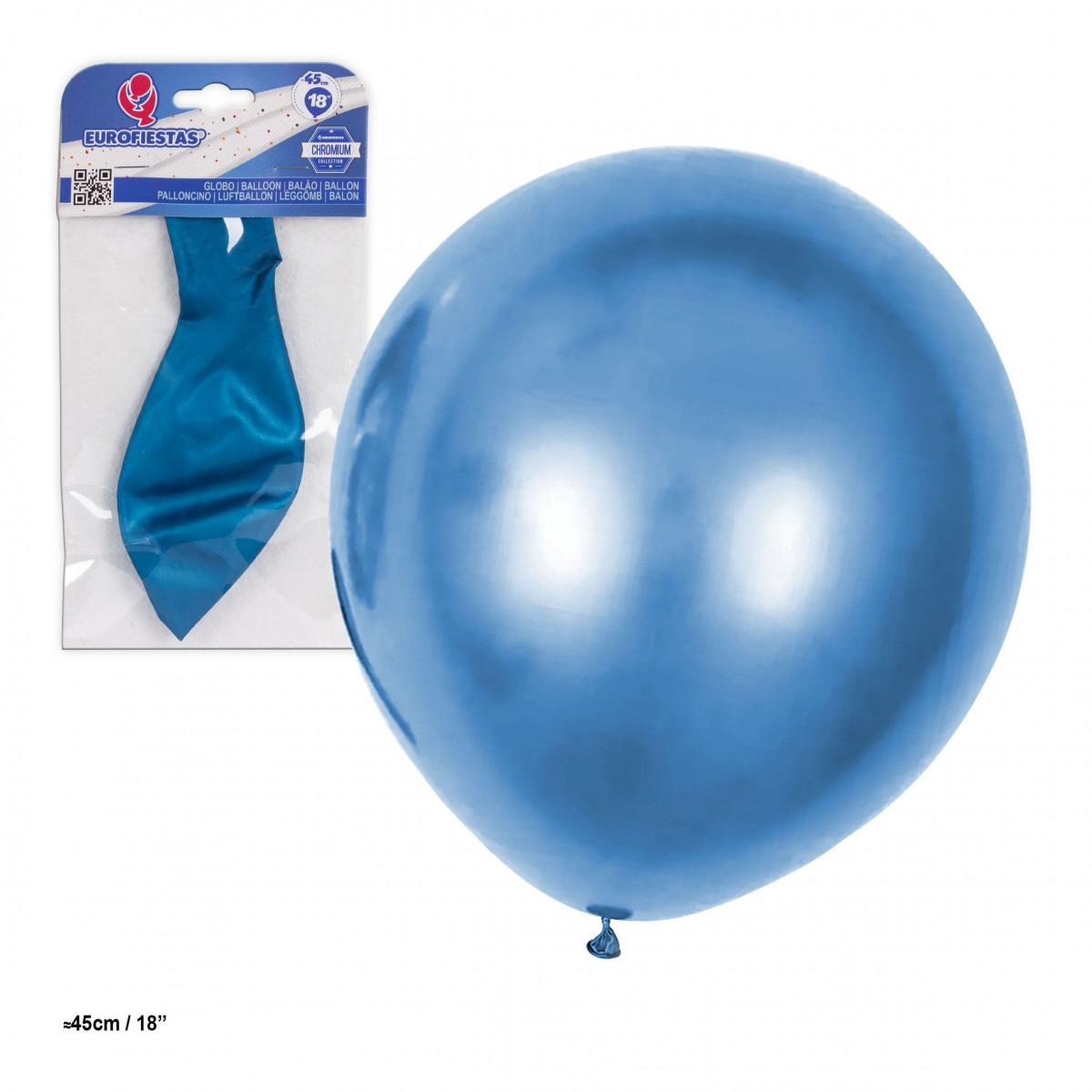 Globo latex metalizado 18 45cm azul