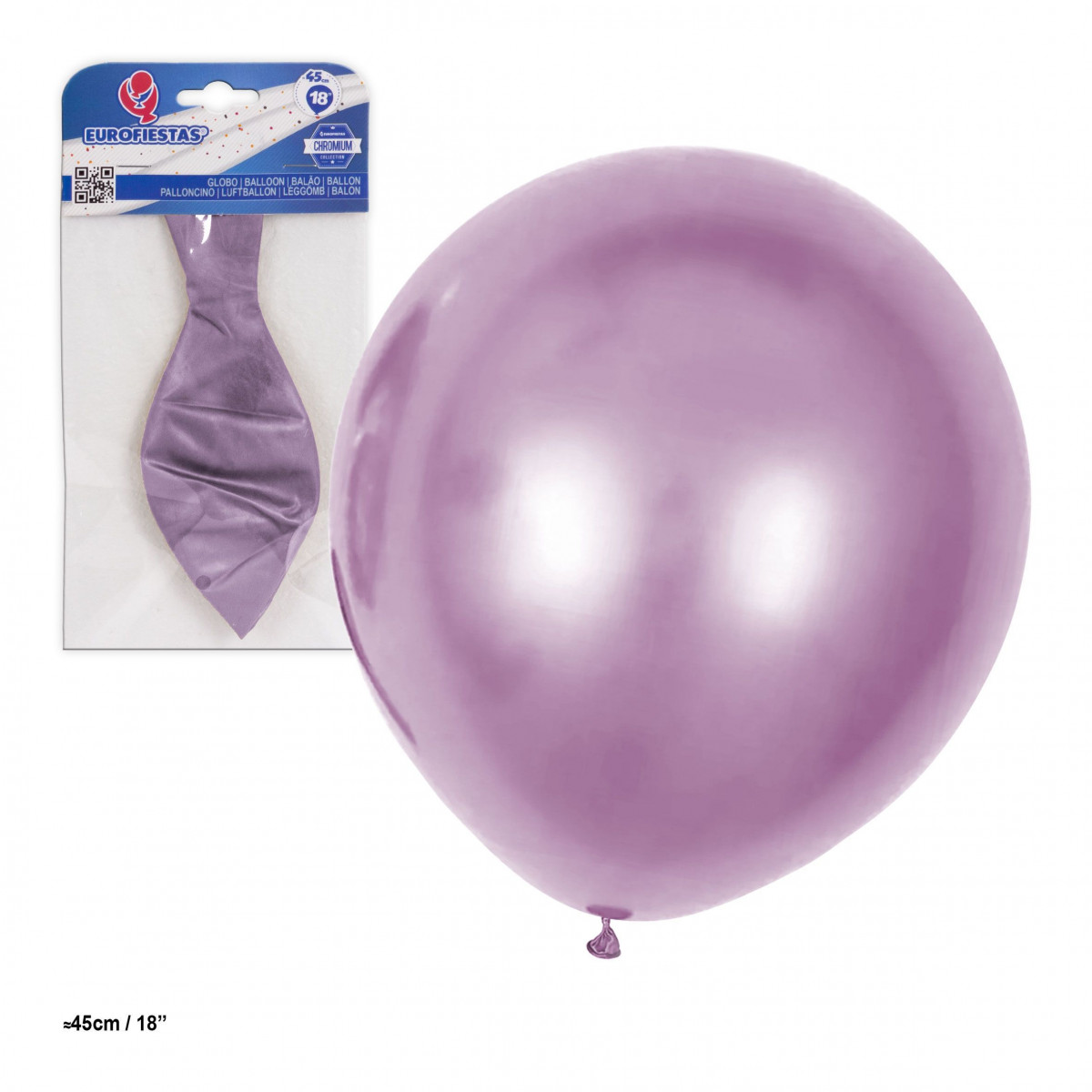 Globo latex metalizado 18 45cm rosa