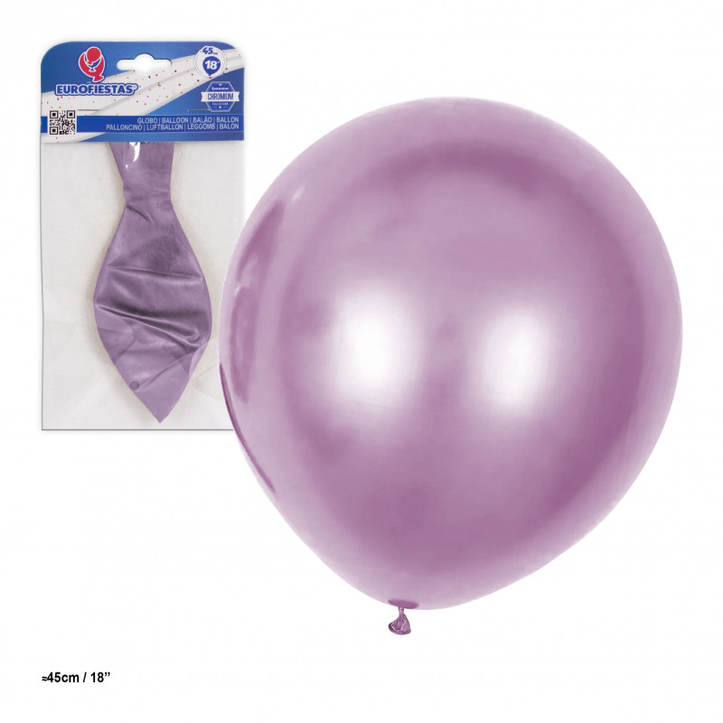 Globo latex metalizado 18 45cm rosa
