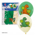 Globo impr. 6 verdes dinosaurio