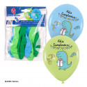 Globos 6 impresos colores feliz cumple dinosaurio