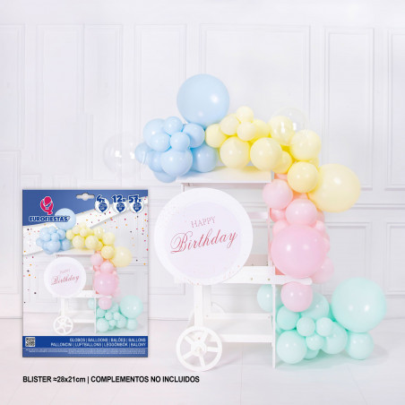 Set organico globos pastel con globos transparentes