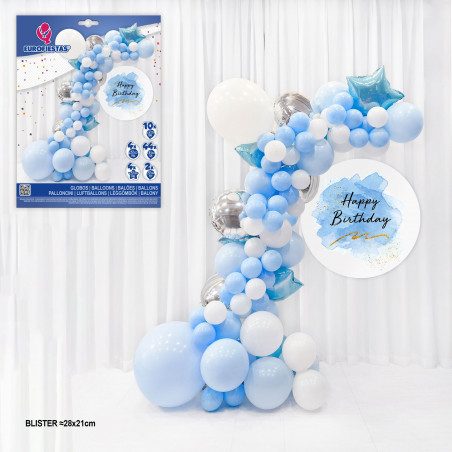 Set organico globos plata y azul