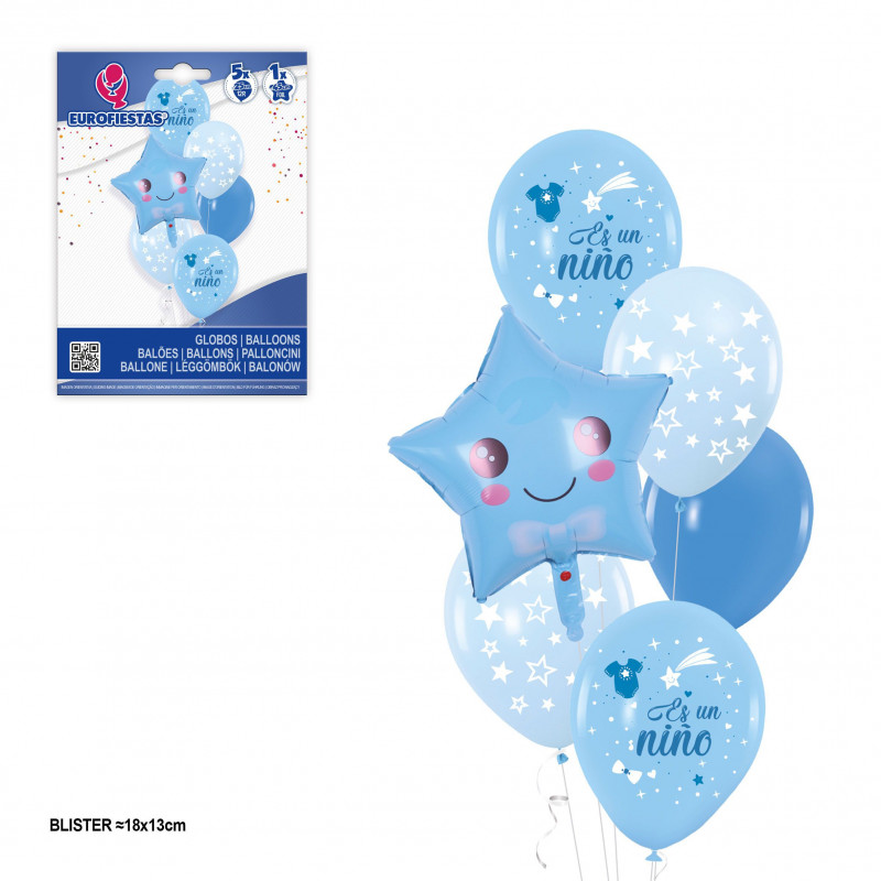 Set globos estrella smile es un niño