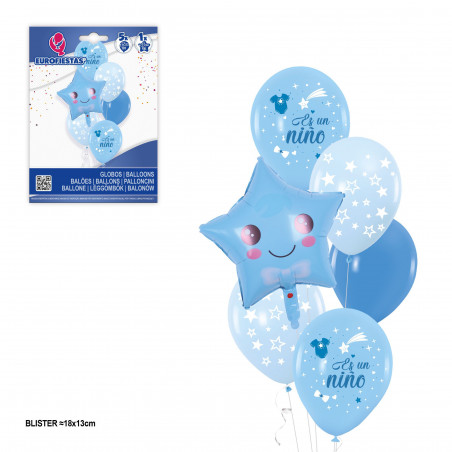 Set globos estrella smile es un niño