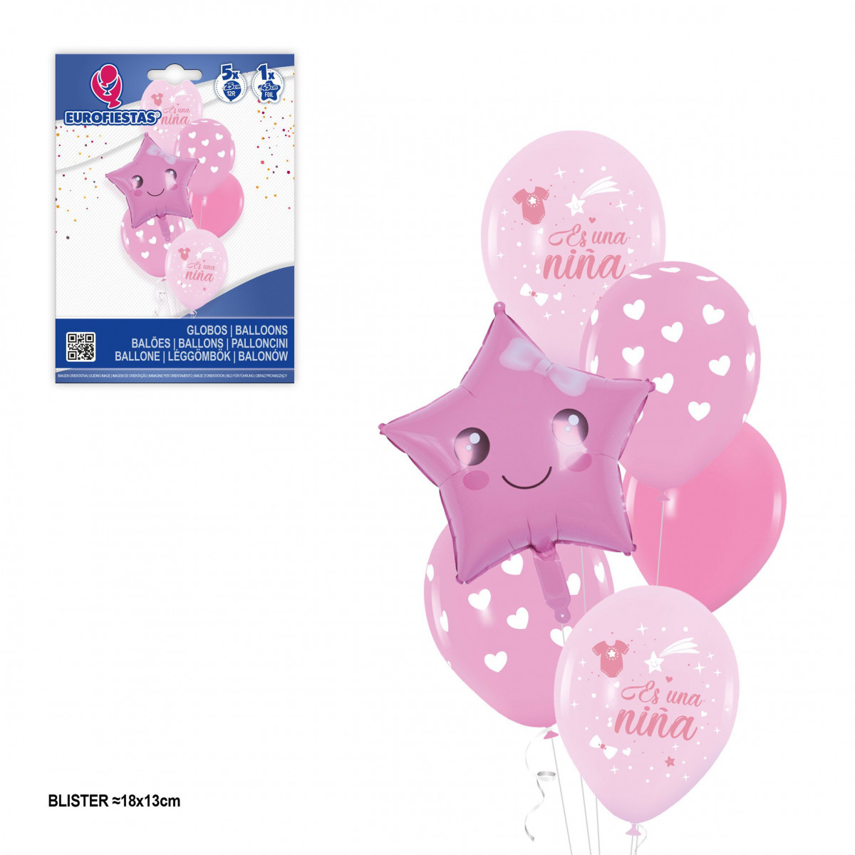 Set globos estrella smile es una niña