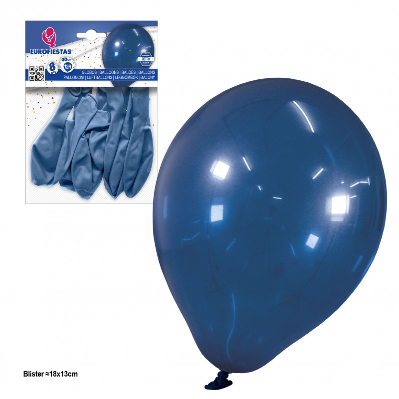 Globos 12r 2 8g 8pcs retro azul noche