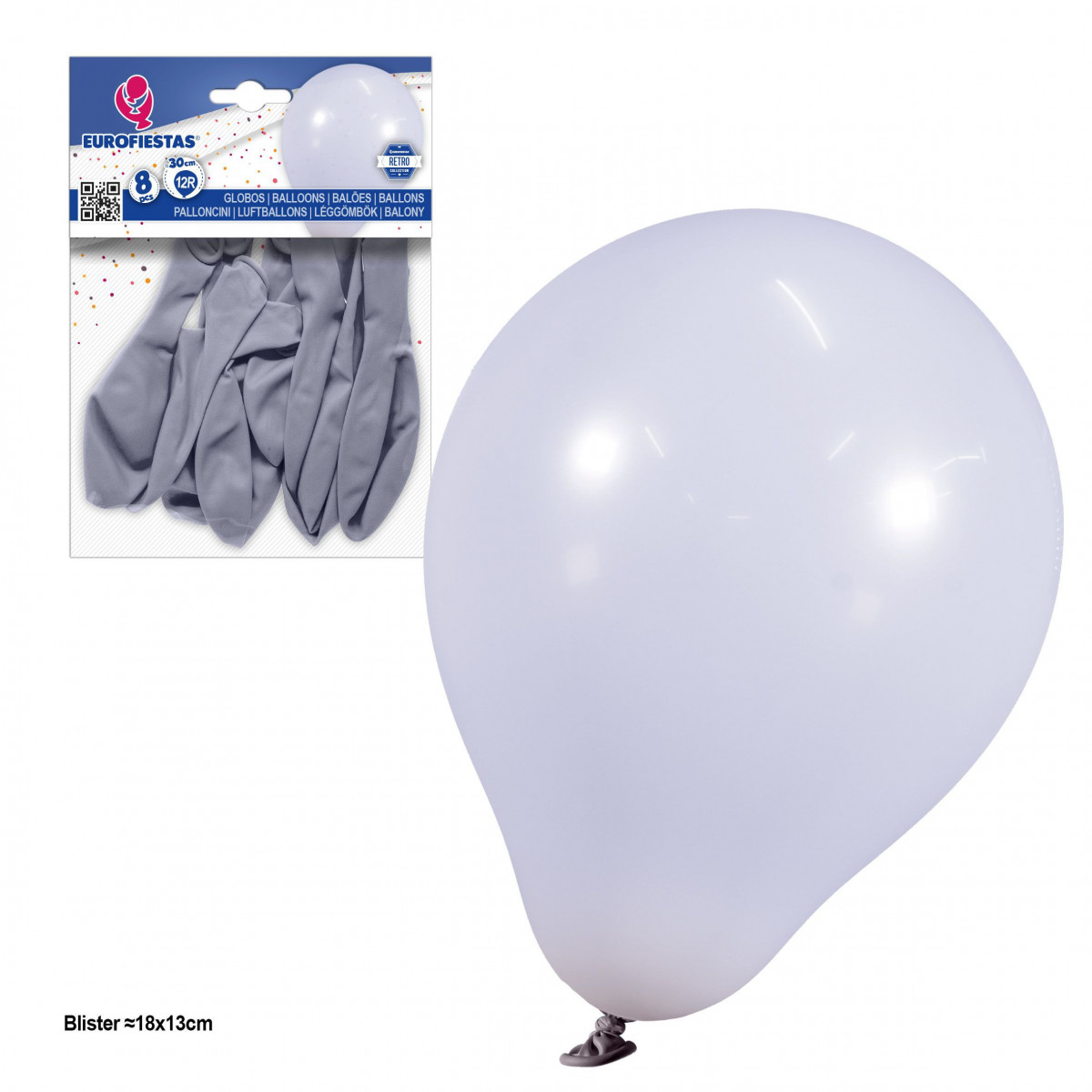 Globos 12r 2 8g 8pcs retro azul neblina