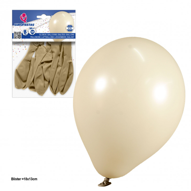 Globos 12r 2 8g 8pcs retro blanco arena