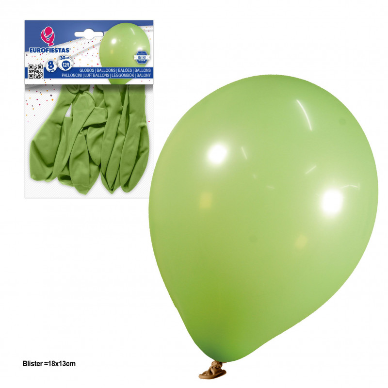 Globos 12r 2 8g 8pcs retro verde aguacate
