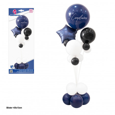 Arbol de globos feliz cumple con estrella azul marino