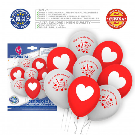 Set globos dia especial rojo blanco