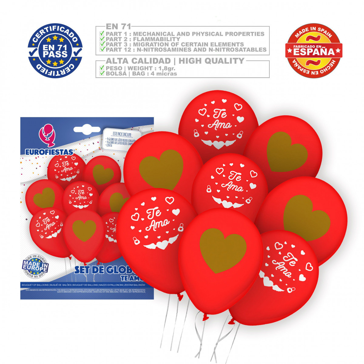 Set globos te amo rojo