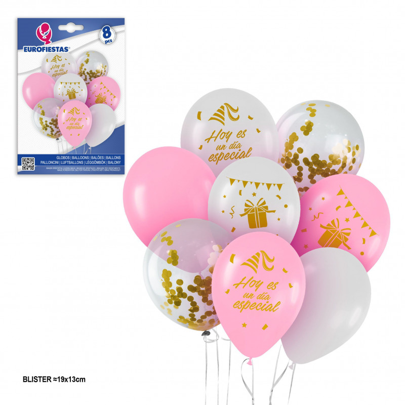 Set globos ltx rosa blanc dia especial