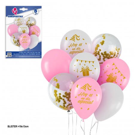 Set globos ltx rosa blanc dia especial