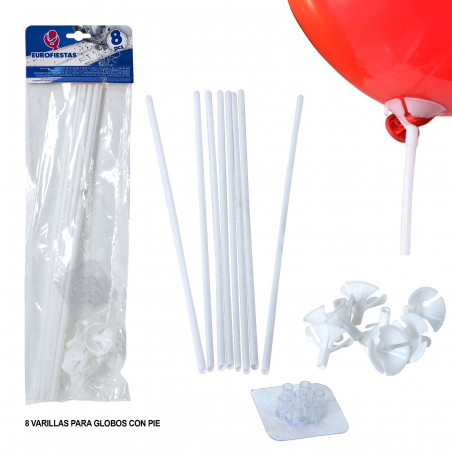 Varillas para Globos con Pie Pack de 8 unidades: Decoración Perfecta para Eventos
