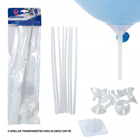 Varillas transparentes para globos con pie