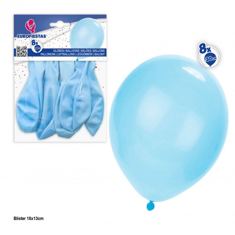 Globos 10r 8pcs pastel azul