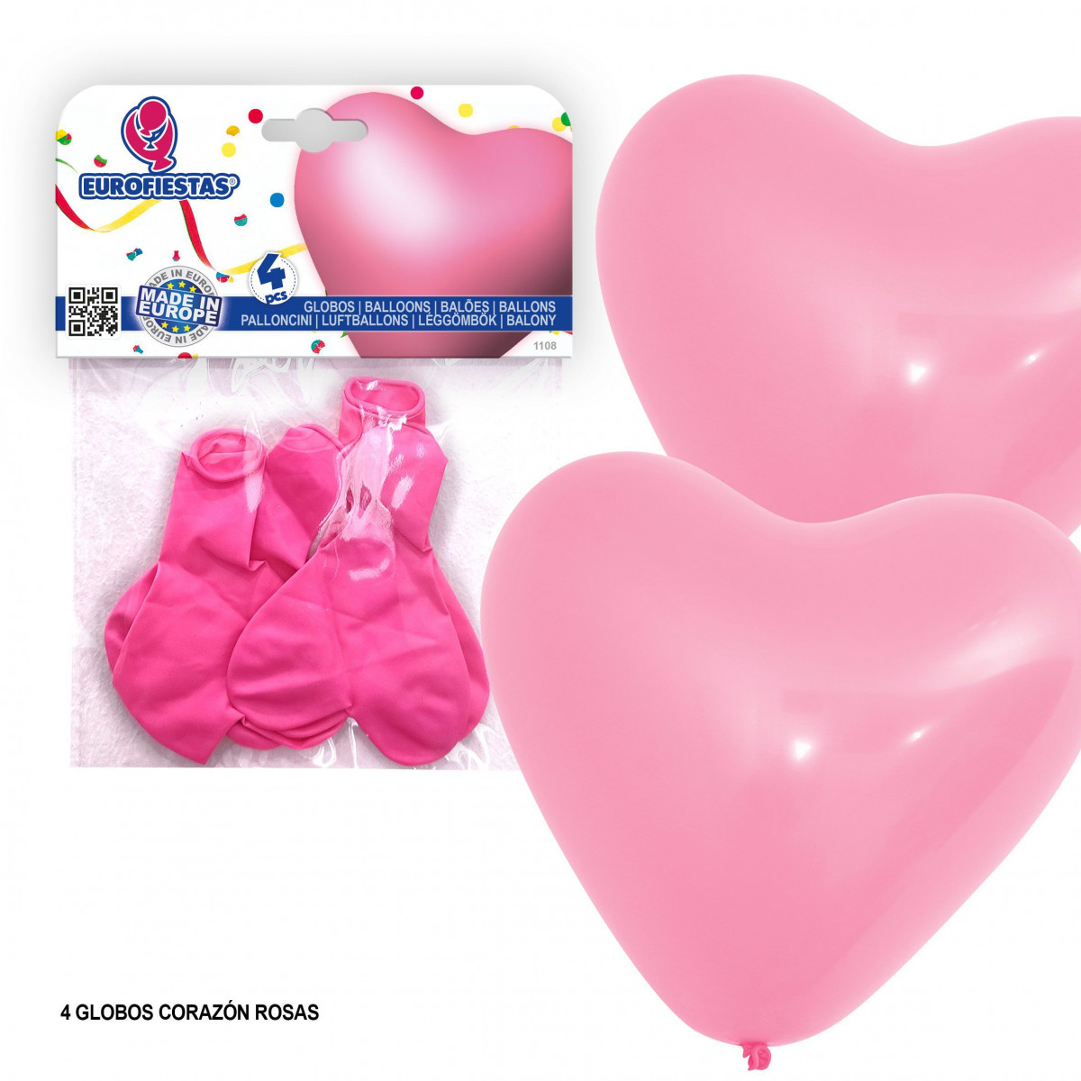 Globos corazon 4 rosa