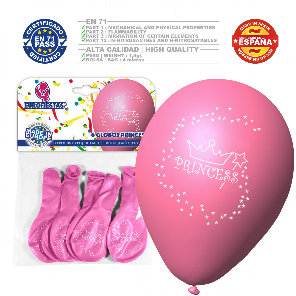 Globo Colores Surtidos 9R Princess Impreso Unidades