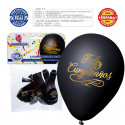 Globos negros feliz cumpleaños oro