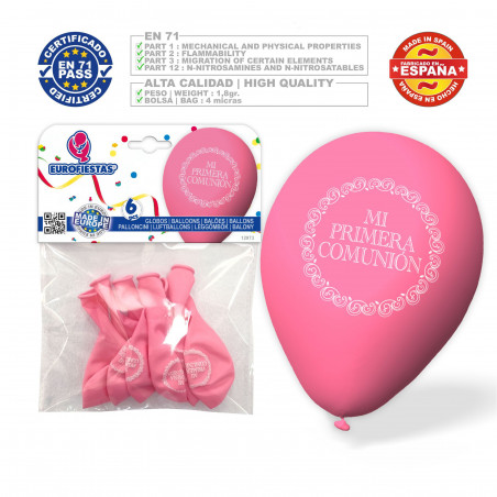 Globos 1ª comunion classic rosa